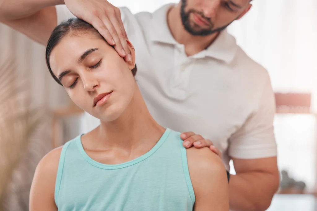 Physiotherapy 1 physiotherapy neck pain and stretching with woman 2023 11 27 05 37 23 utc